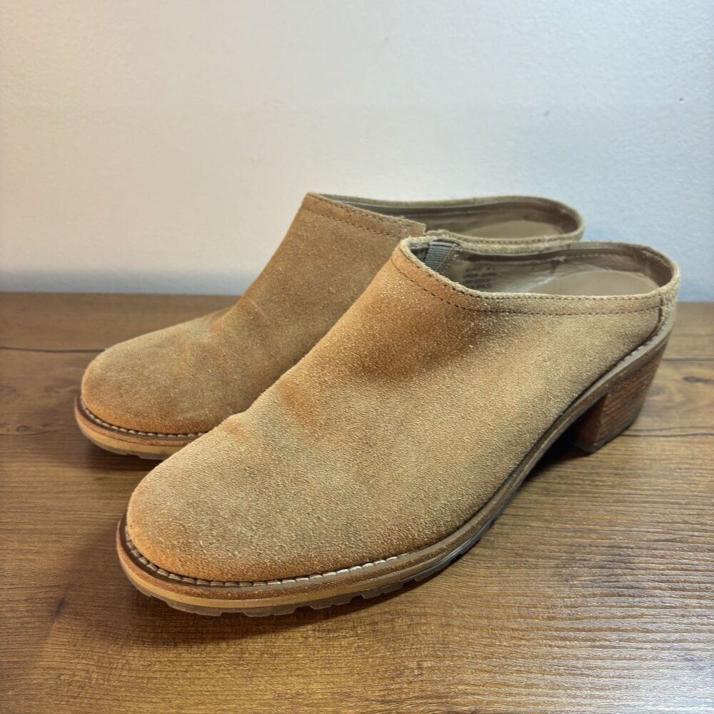 LL Bean Women's 8.5 Deerfield Mule Slip-Ons Shoes Suede Tan